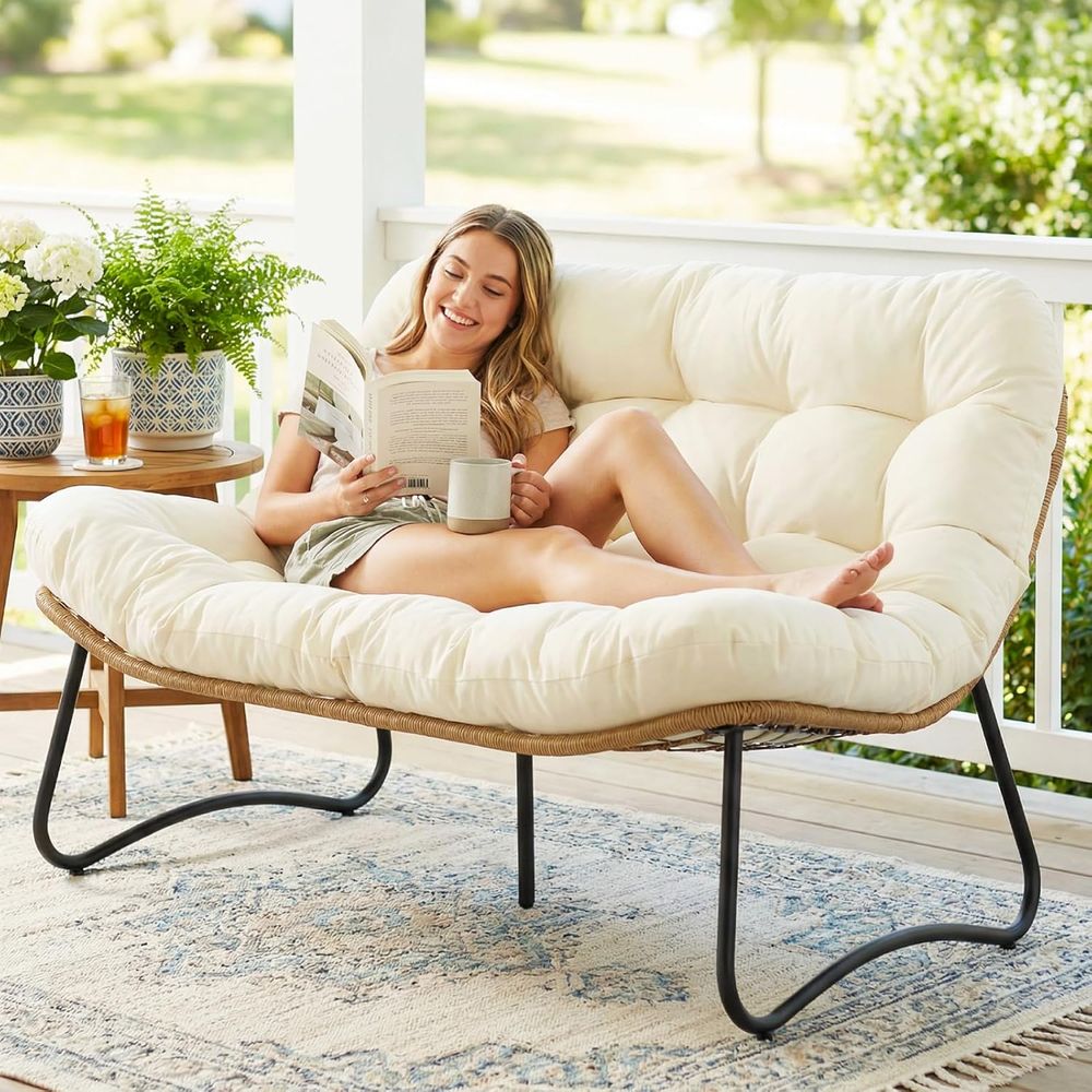 Outdoor Furniture Lounge Set - Outdoor Patio Loveseat, Boho Lounge Couch