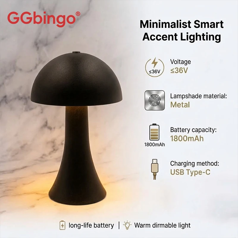 Outdoor Furniture Aluminum - GGbingo Mushroom Table Lamp Ambient USB