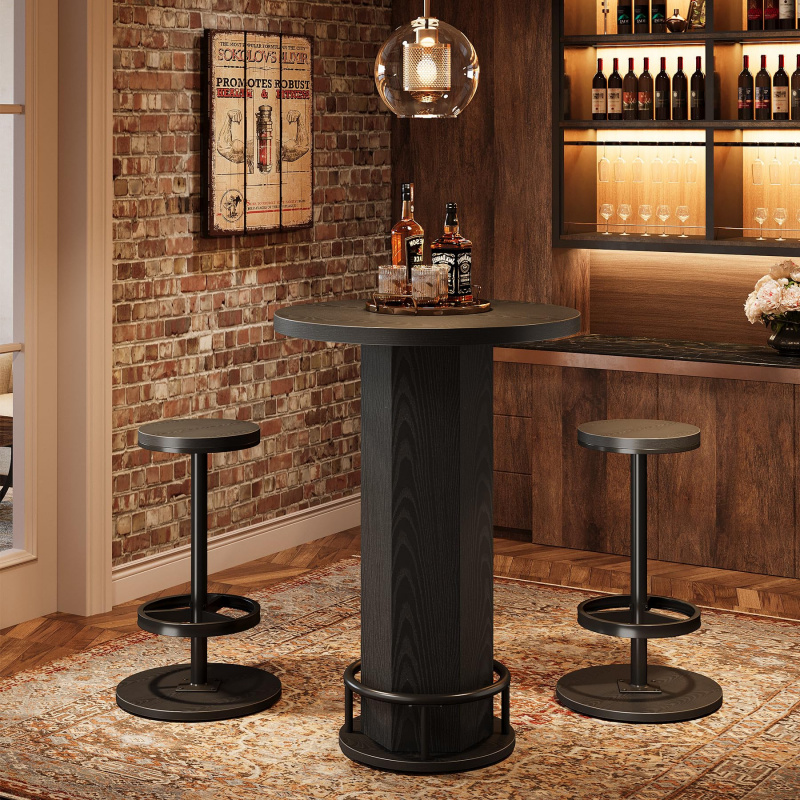 Bistro Table Set - custom.Tribesigns Round Bar Table with Chairs,