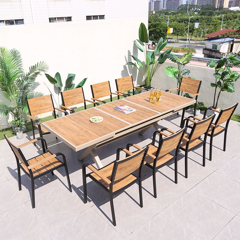 Outdoor Furniture Dining Set - Modern Large Expandable Patio Dining Table