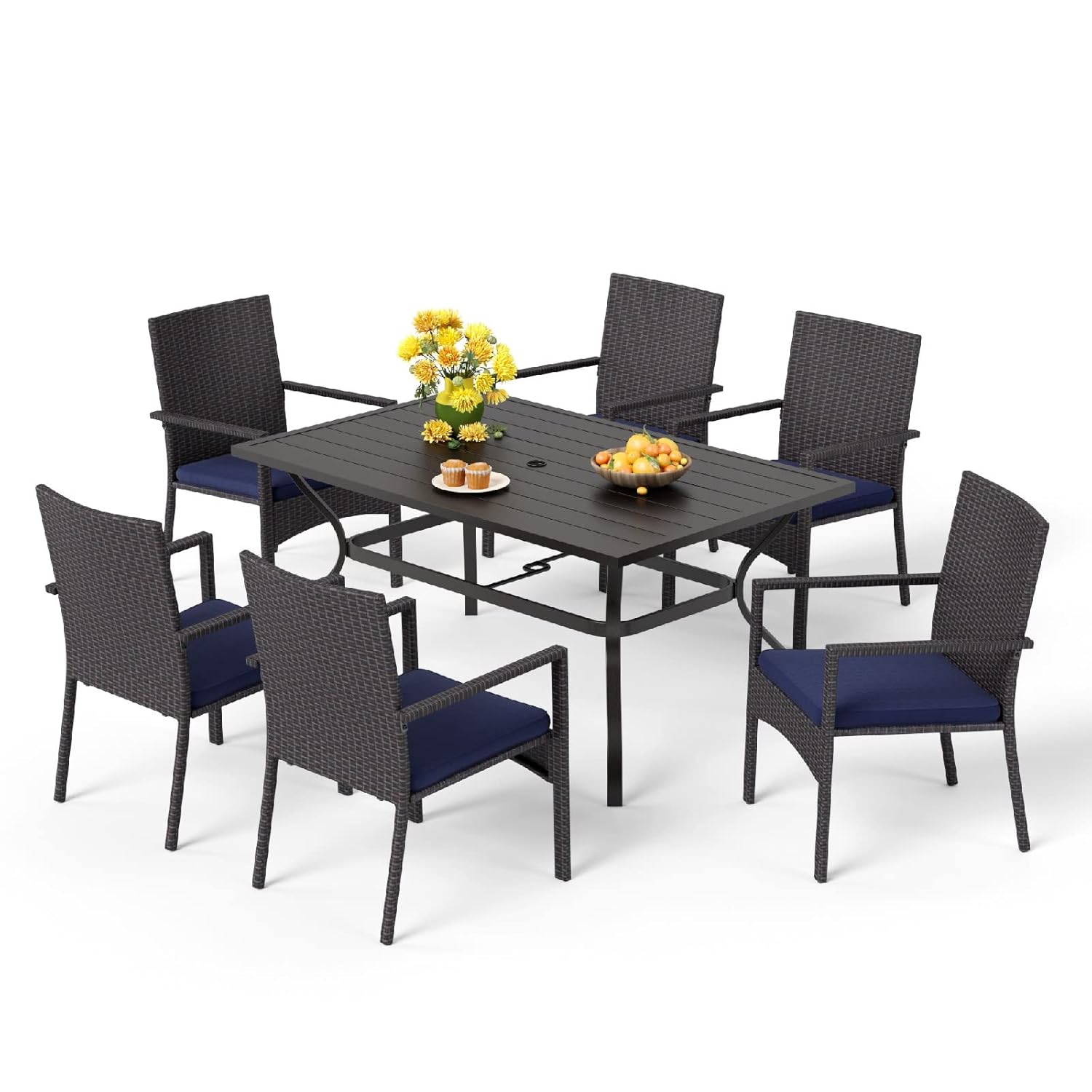 Outdoor Furniture Dining Set - 7 Piece Outdoor Dining Set, 60”