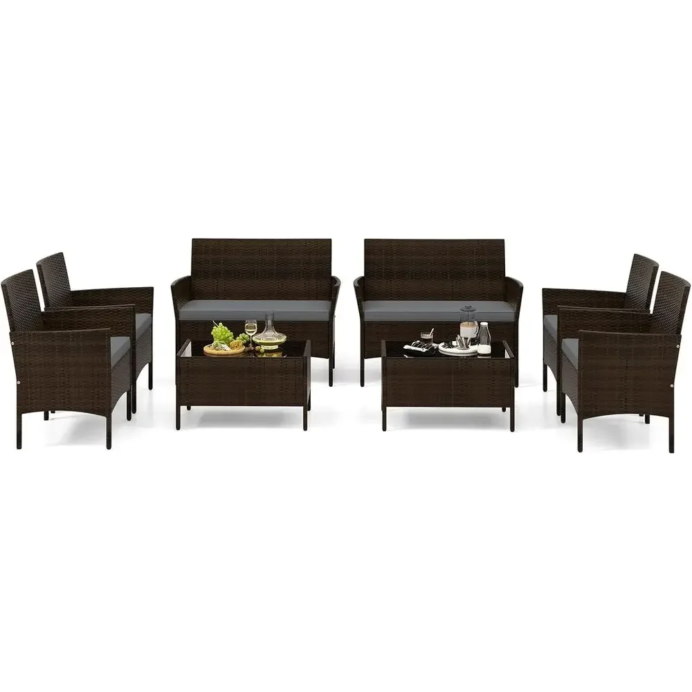 8-Piece Outdoor Rattan Patio F - Outdoor Furniture Loveseat review and price