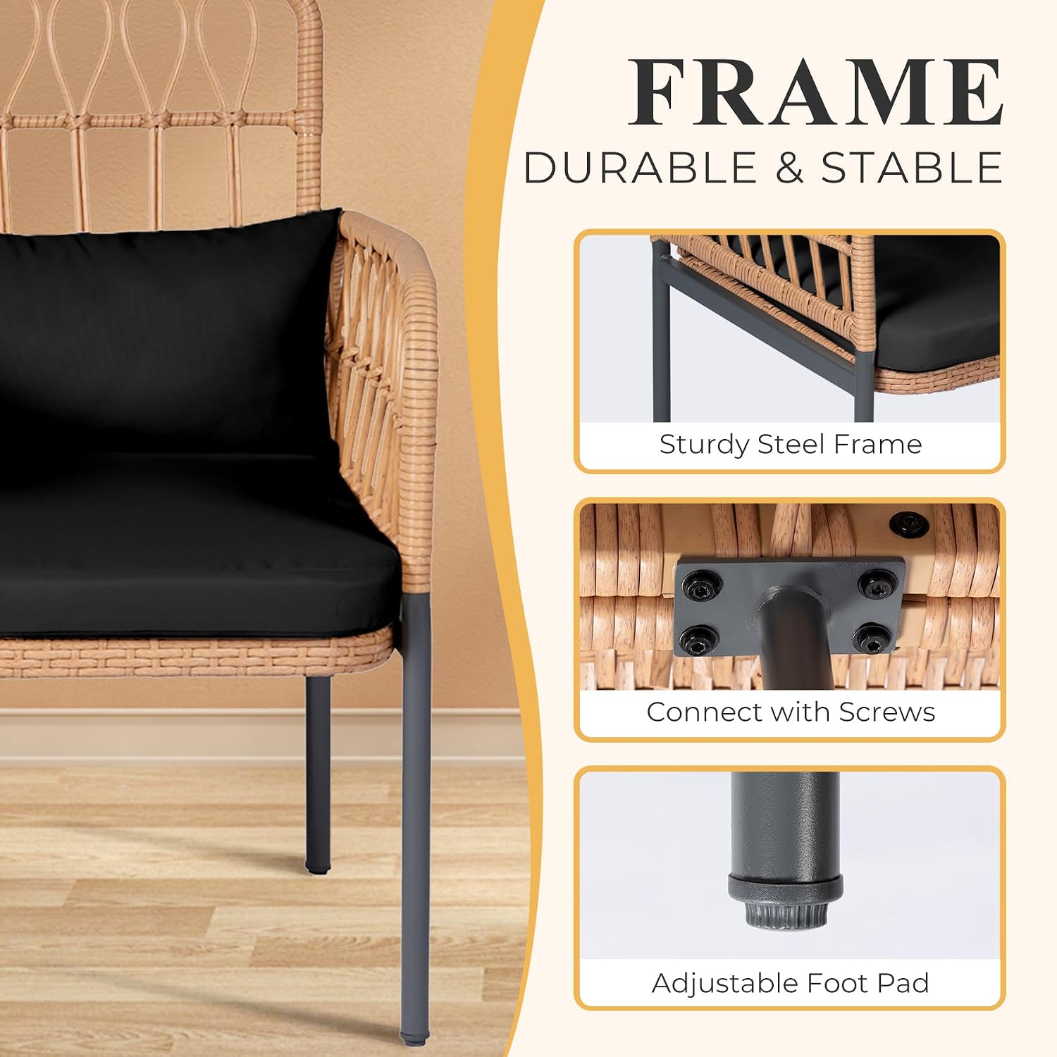Rattan Loveseat with Glass Tab - Outdoor Furniture Loveseat review and price
