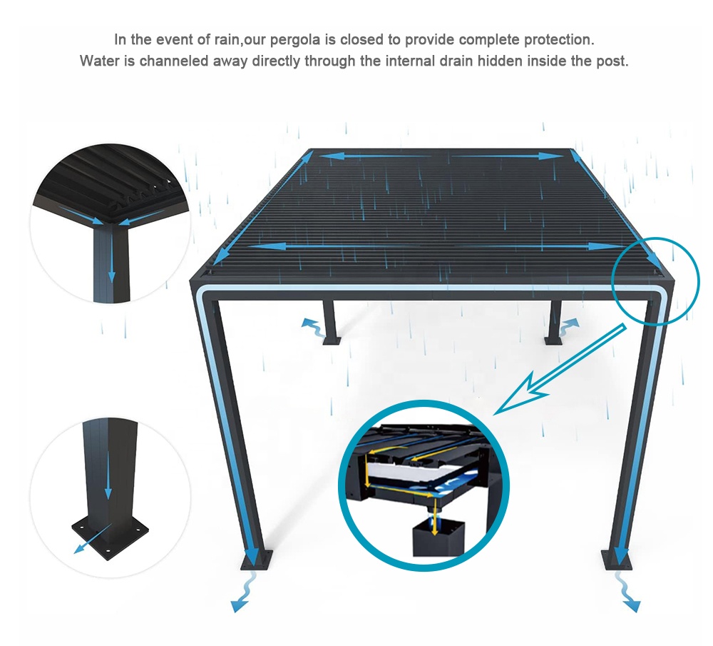 Louvered Aluminum Pergola Adju - Outdoor Furniture Gazebo review and price