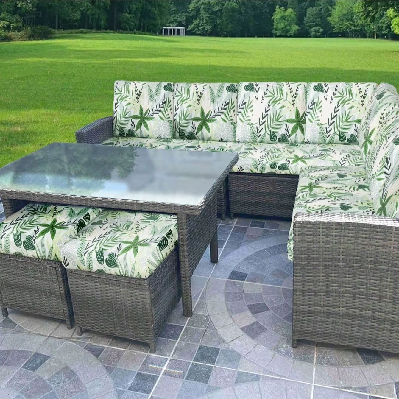 Outdoor Tropical Print Sofa Cu - Outdoor Furniture No Cushions review and price