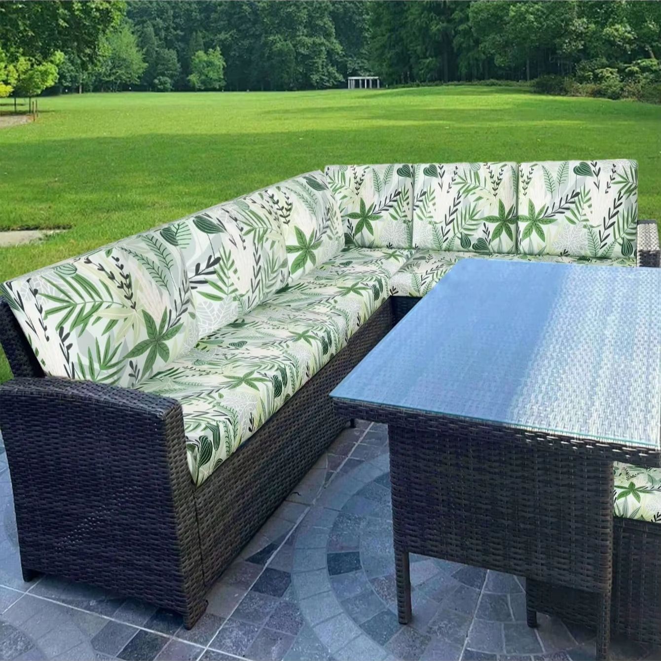 Outdoor Tropical Print Sofa Cu - Outdoor Furniture No Cushions review and price