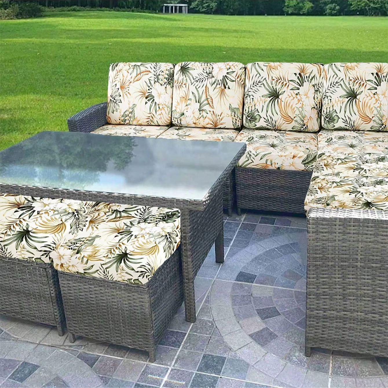Outdoor Tropical Print Sofa Cu - Outdoor Furniture No Cushions review and price