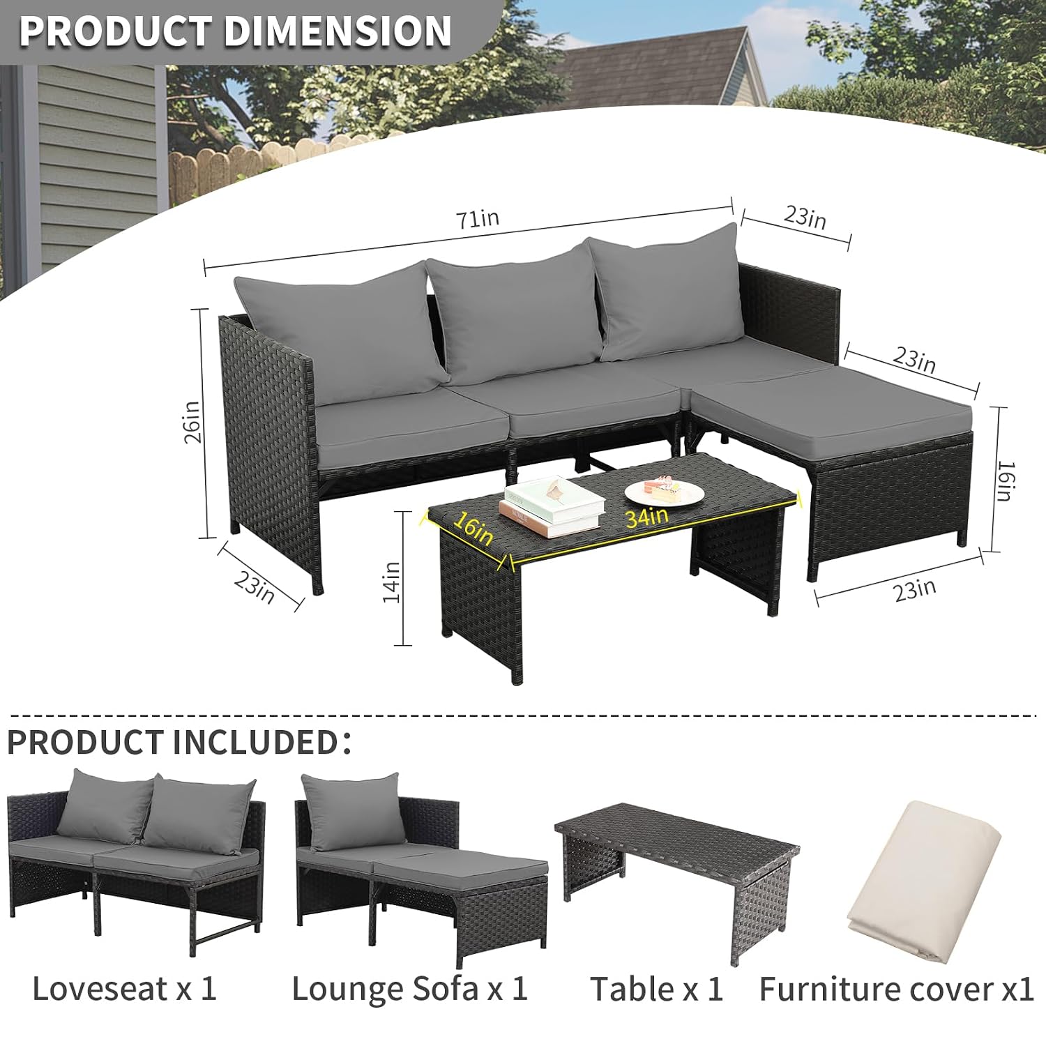 3-Piece Outdoor PE Rattan Pati - Outdoor Furniture Loveseat review and price