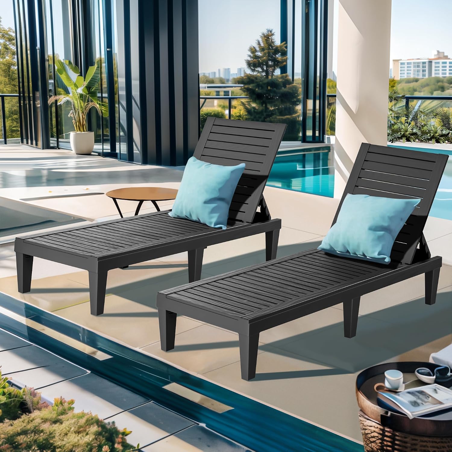 5-Position Adjustable Chaise L - Outdoor Furniture Lounge Set review and price