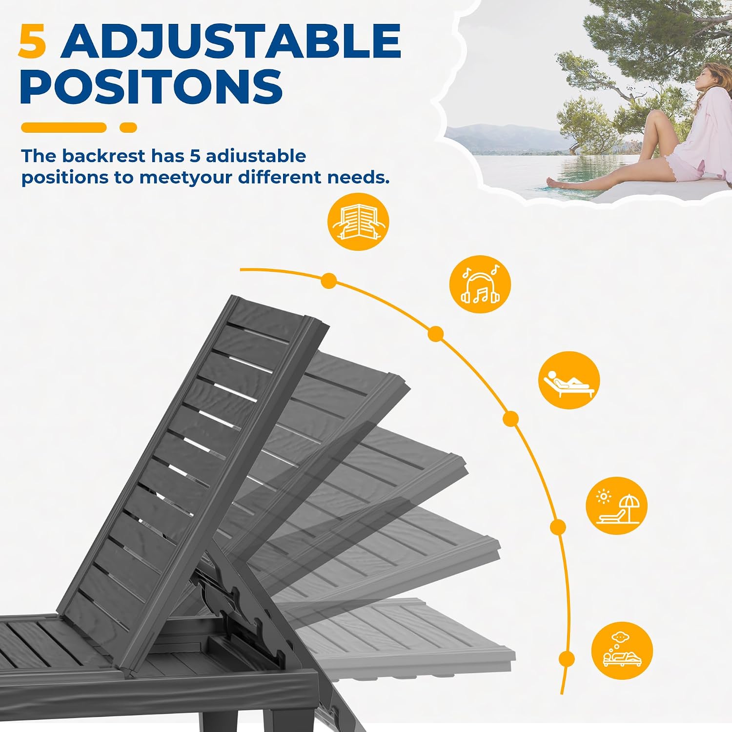 5-Position Adjustable Chaise L - Outdoor Furniture Lounge Set review and price