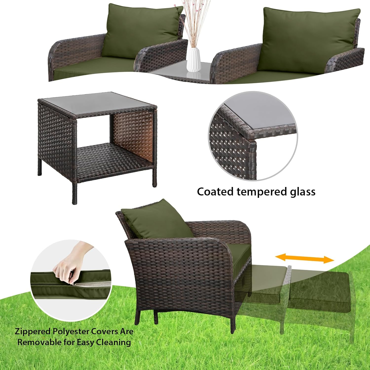 5 Piece PE Rattan Patio Set Ou - Outdoor Furniture Lounge Set review and price