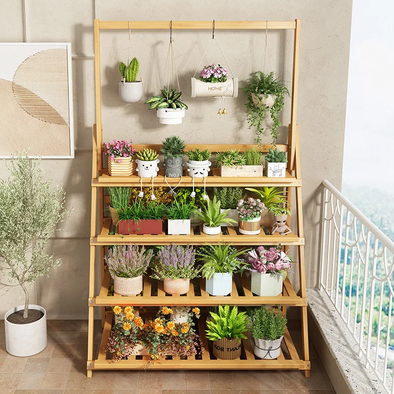 Solid Wood Flower Shelf Plant  - Outdoor Furniture Design review and price