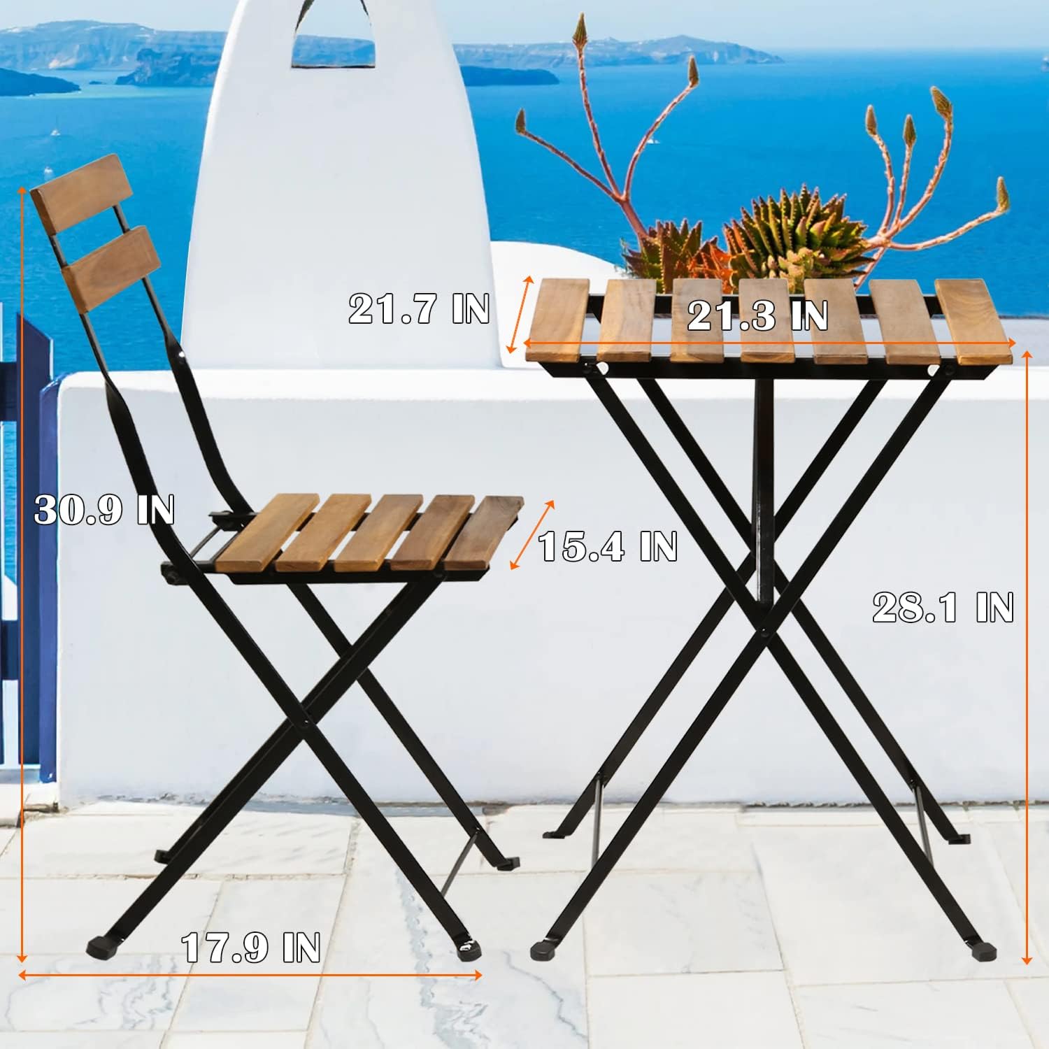 Natural wood 3-piece folding p - Outdoor Furniture Small review and price