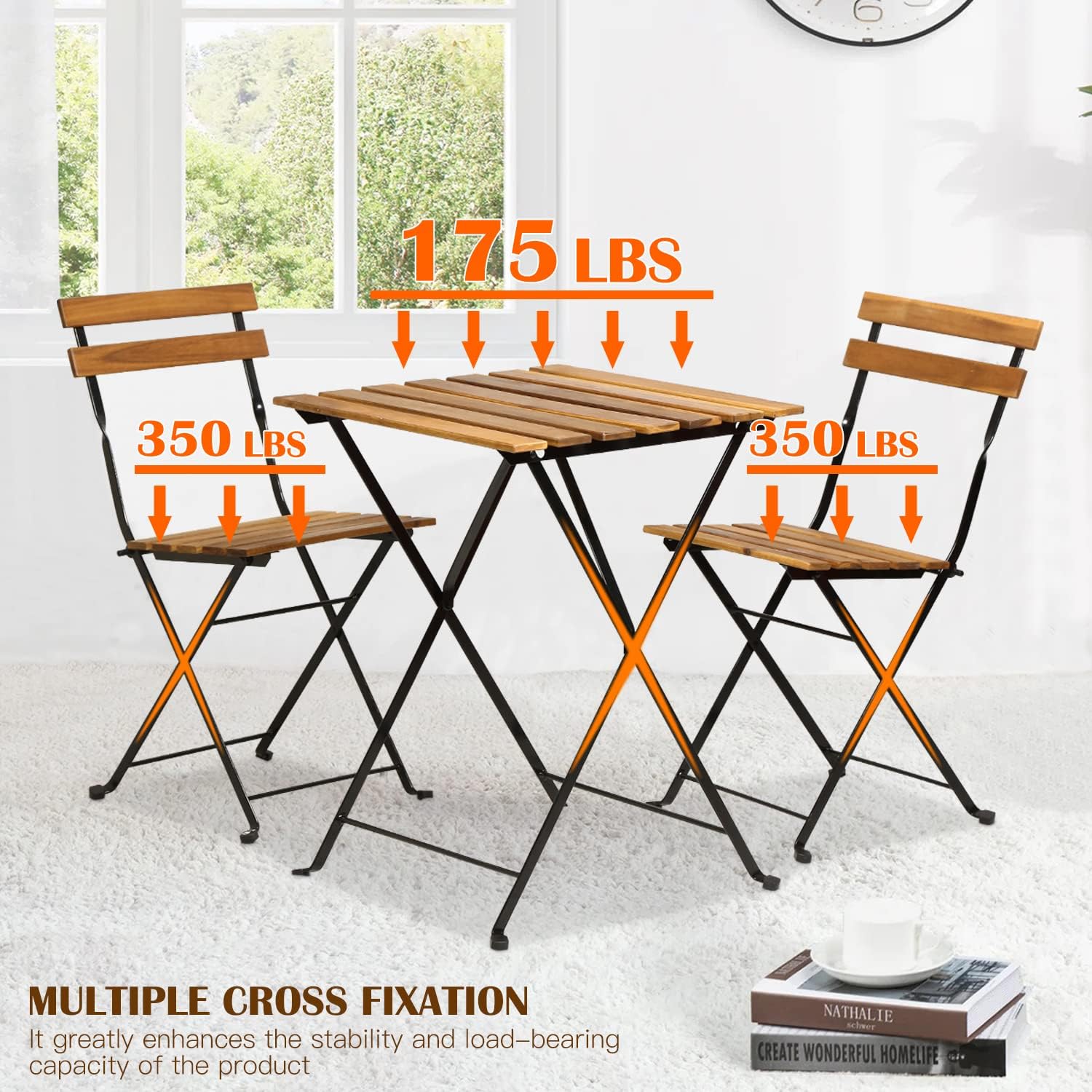 Natural wood 3-piece folding p - Outdoor Furniture Small review and price