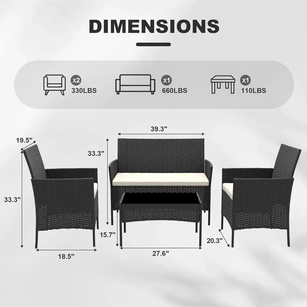 4-Piece Wicker Rattan Patio Fu - Outdoor Furniture Loveseat review and price