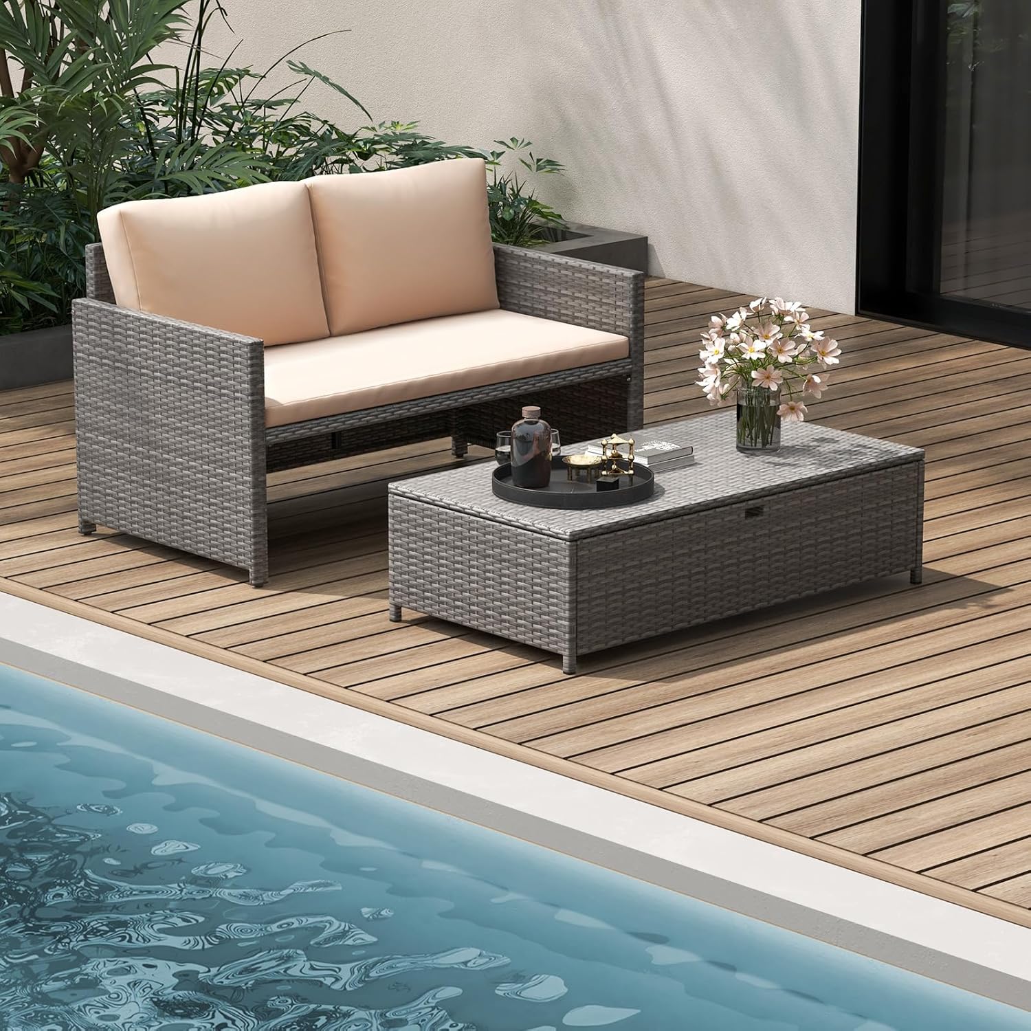 Wicker Patio Daybed Loveseat O - Outdoor Furniture Loveseat review and price