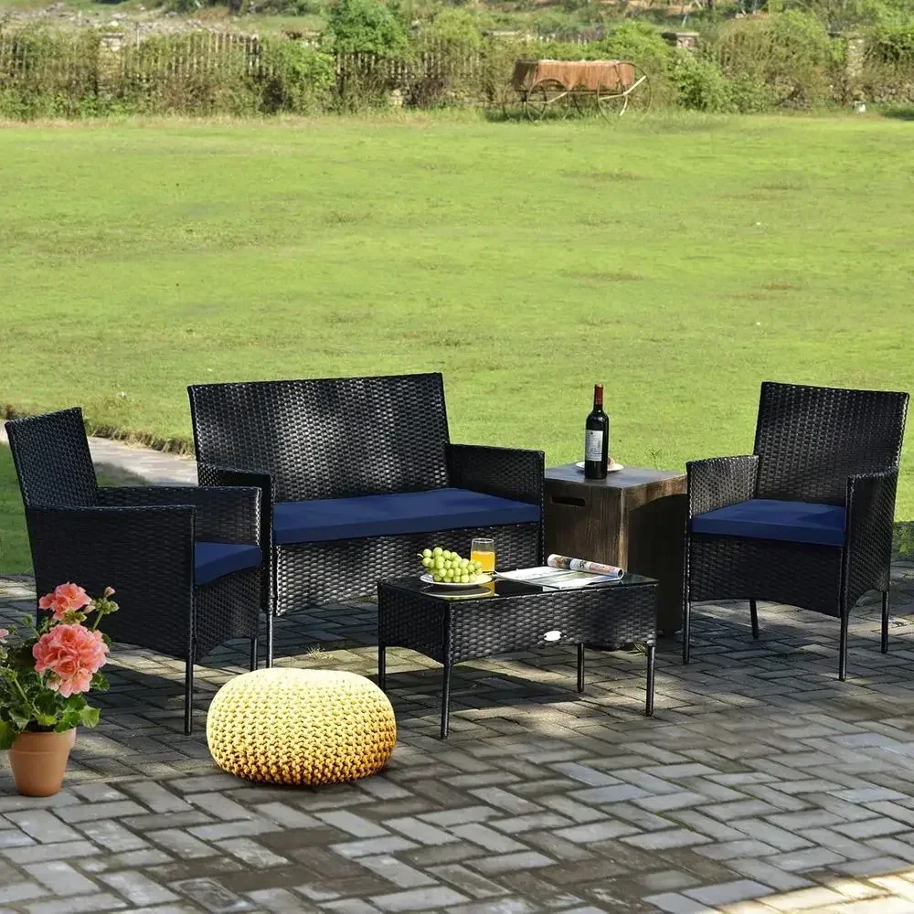 4-Piece Outdoor Wicker Patio F - Outdoor Furniture Loveseat review and price