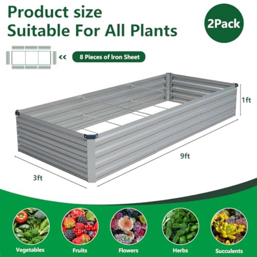 2 Pack 9x3x1FT Galvanized Rais - Planter Raised Metal review and price