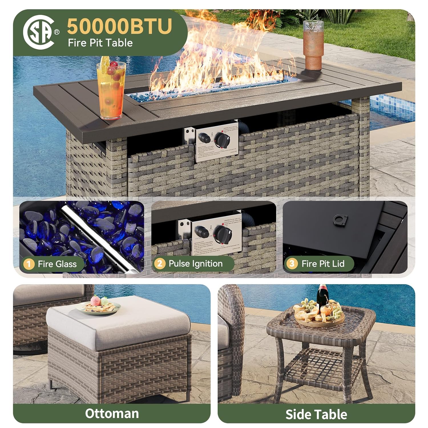7-Piece Wicker Patio Set with  - Outdoor Furniture Lounge Set review and price