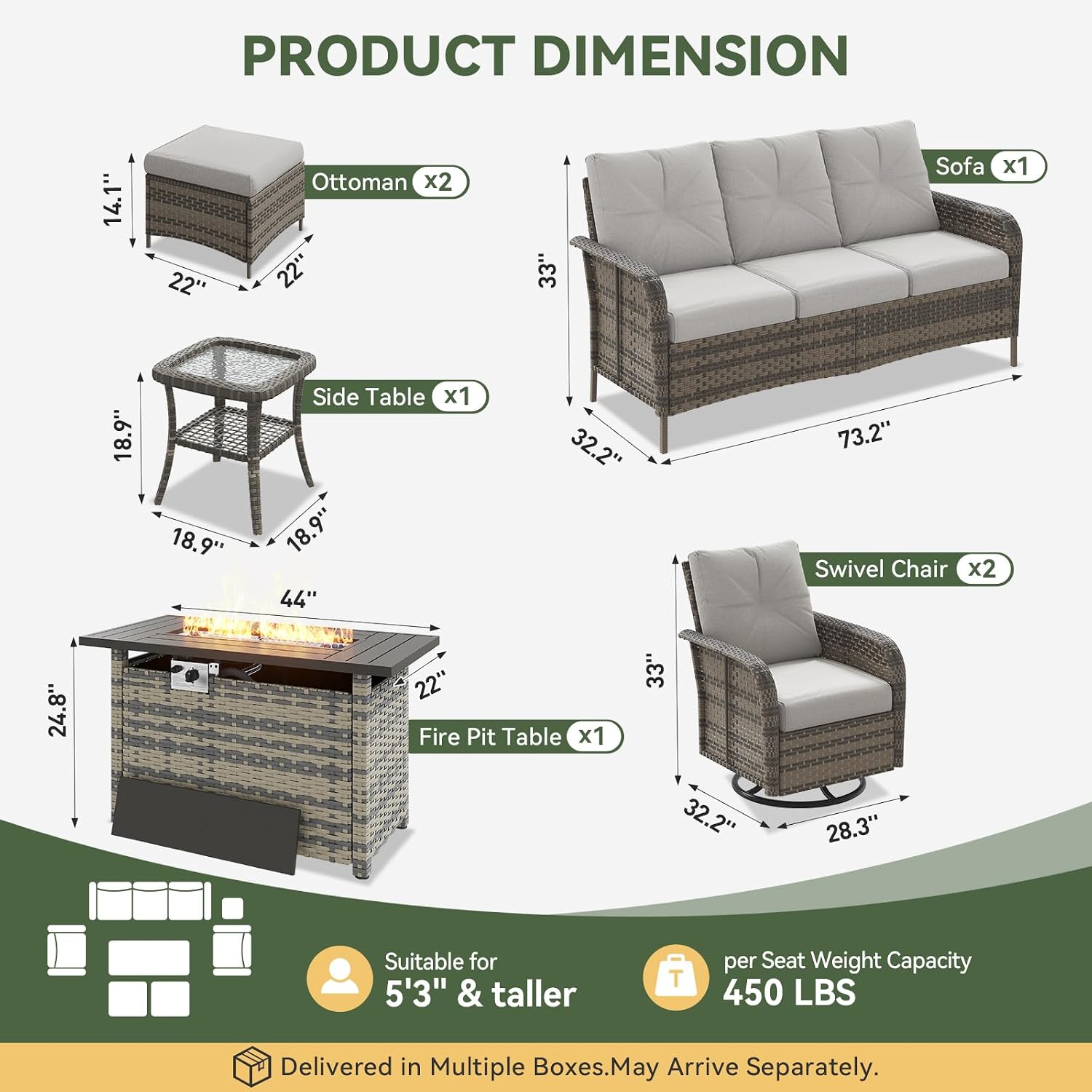 7-Piece Wicker Patio Set with  - Outdoor Furniture Lounge Set review and price