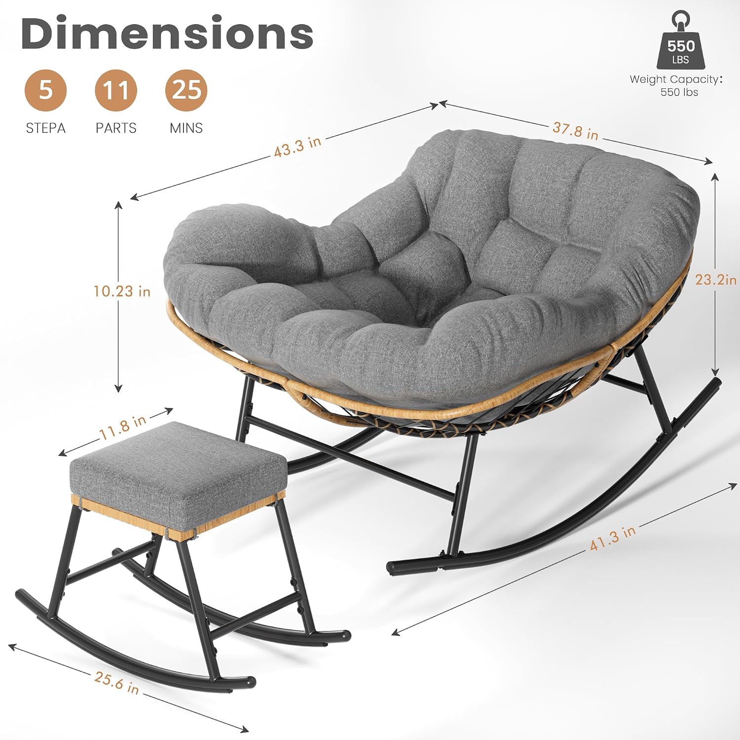 Oversized Papasan Rocking Chai - Outdoor Furniture No Cushions review and price