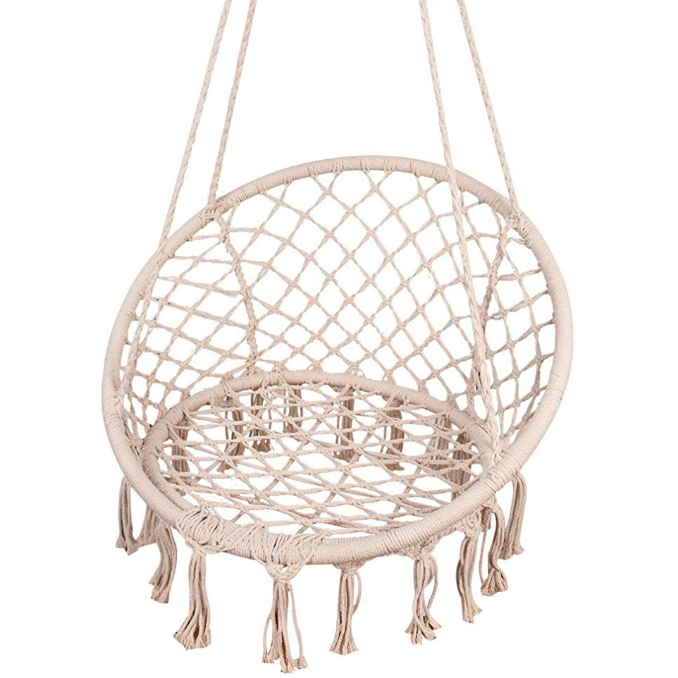 White Hanging Cotton Rope Macr - Garden Swing Chair review and price